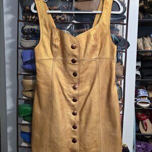 Free People Gold NWT Leather Dress 8 fits 6